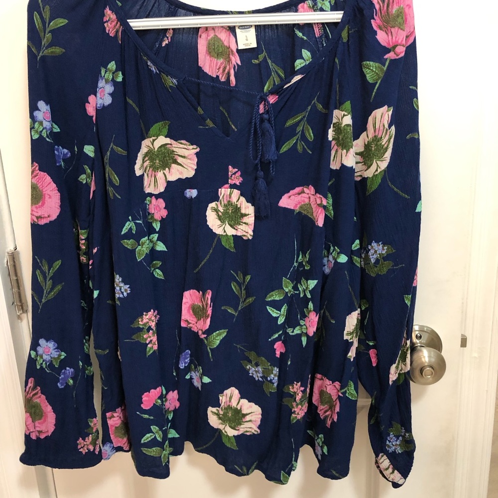 Old Navy | Floral Navy Babydoll Top